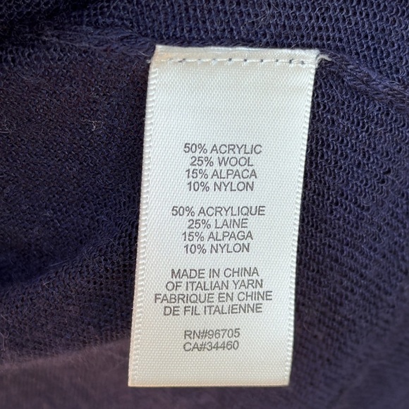 Rebecca Taylor Wool Drape Navy Blue Open Front Fringe Cardigan Sweater Medium - Picture 7 of 7